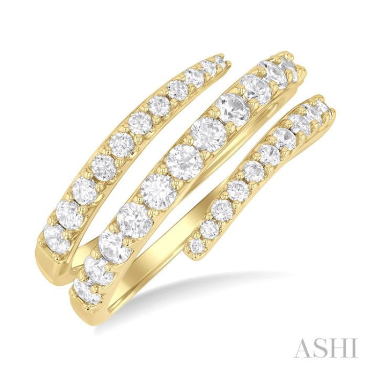 1 Ctw Spiral Round Cut Diamond Fashion Open Wrap Band in 14K Yellow Gold