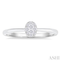 1/10 Ctw Lovebright Petite Oval Shape Round Cut Diamond Fashion Ring in 10K White Gold