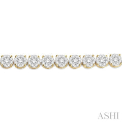 7 Ctw Round Cut Diamond Lovebright Tennis Bracelet in 14K Yellow and White Gold