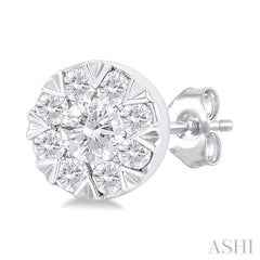 1/6 Ctw Lovebright Petite Round Shape Round Cut Diamond Fashion Stud Earring in 10K White Gold