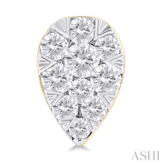 1/6 Ctw Lovebright Petite Pear Shape Round Cut Diamond Fashion Stud Earring in 10K Yellow Gold