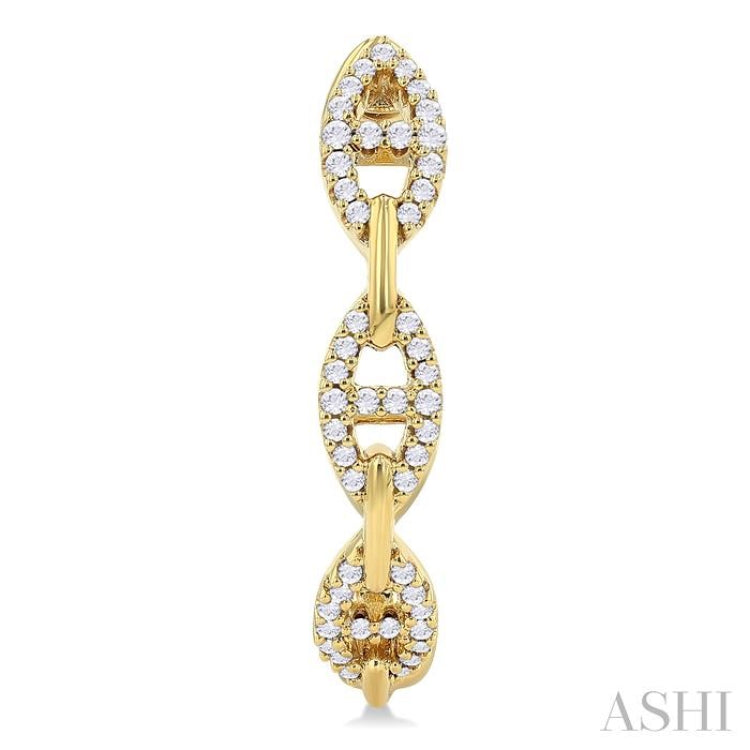 1/3 Ctw Mariner Link Round Cut Diamond Fashion Hoop Earring in 14K Yellow Gold