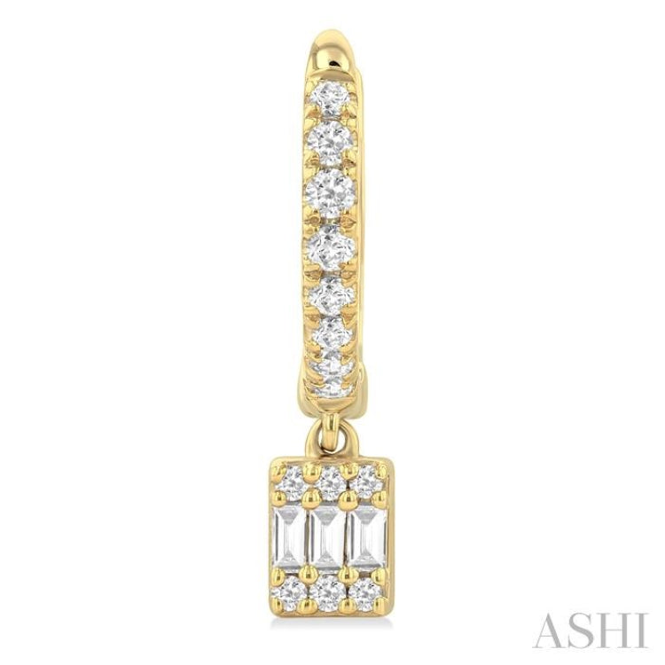 1/3 ctw Petite Rectangle Shape Fusion Diamond Fashion Huggies in 10K Yellow Gold