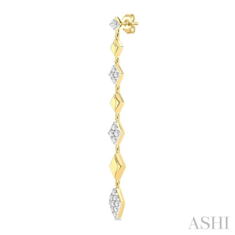 1/2 Ctw Graduated Kite Shape Round Cut Diamond Fashion Long Earring in 14K Yellow and White Gold