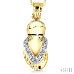 1/20 Ctw Single Cut Diamond Flip Flop Pendant in 14K Yellow Gold with Chain