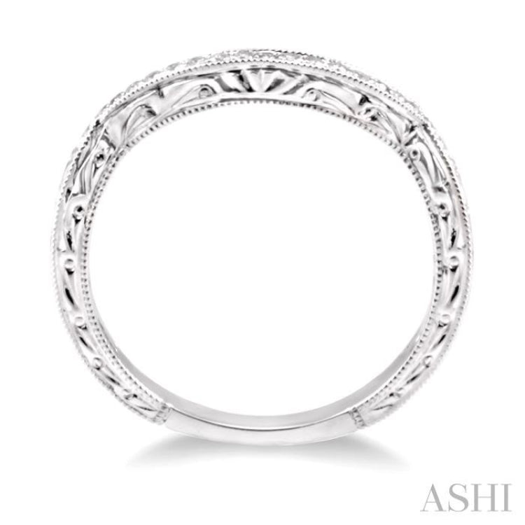 1/6 Ctw Round Cut Diamond Matching Wedding Band in 14K White Gold