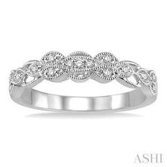 1/10 Ctw Round Cut Diamond Wedding Band in 14K White Gold