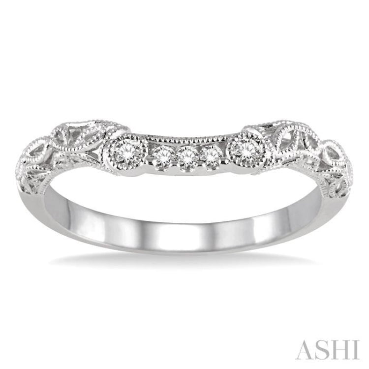 1/10 Ctw Round Cut Diamond Wedding Band in 14K White Gold