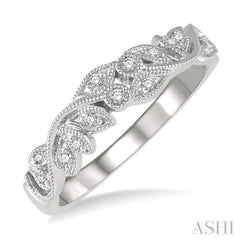 1/10 Ctw Round Cut Diamond Wedding Band in 14K White Gold