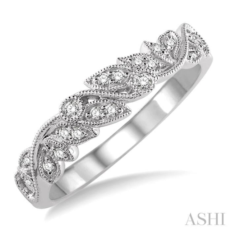 1/10 Ctw Round Cut Diamond Wedding Band in 14K White Gold