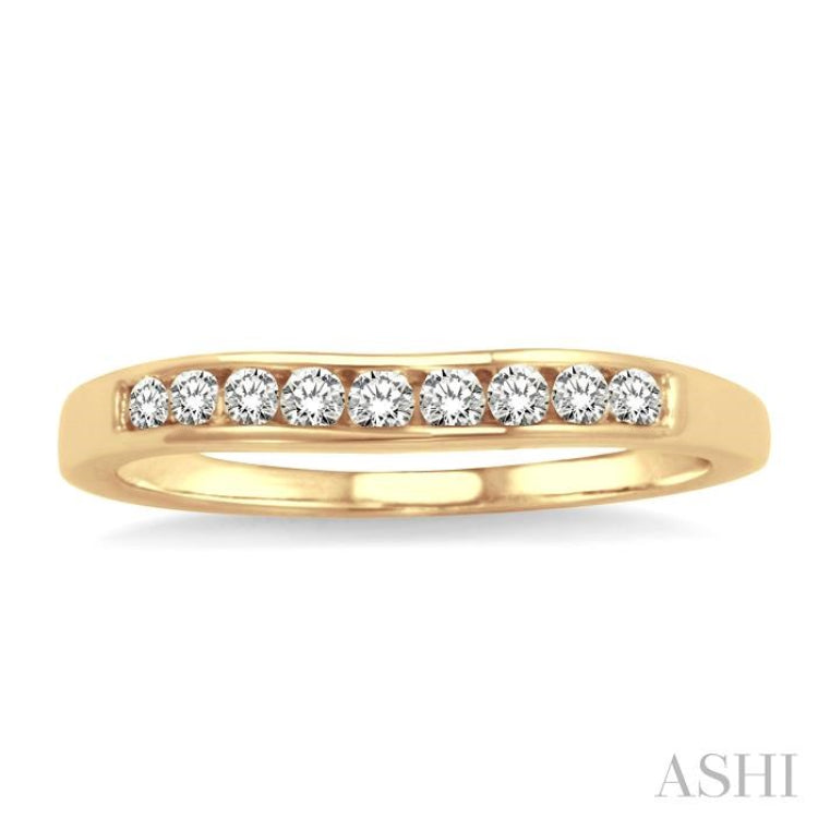 1/4 Ctw V Shape Round Cut Diamond Matching Wedding Band in 14K Yellow Gold