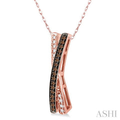 1/4 Ctw White and Champagne Brown Diamond Pendant in 10K Rose Gold with Chain