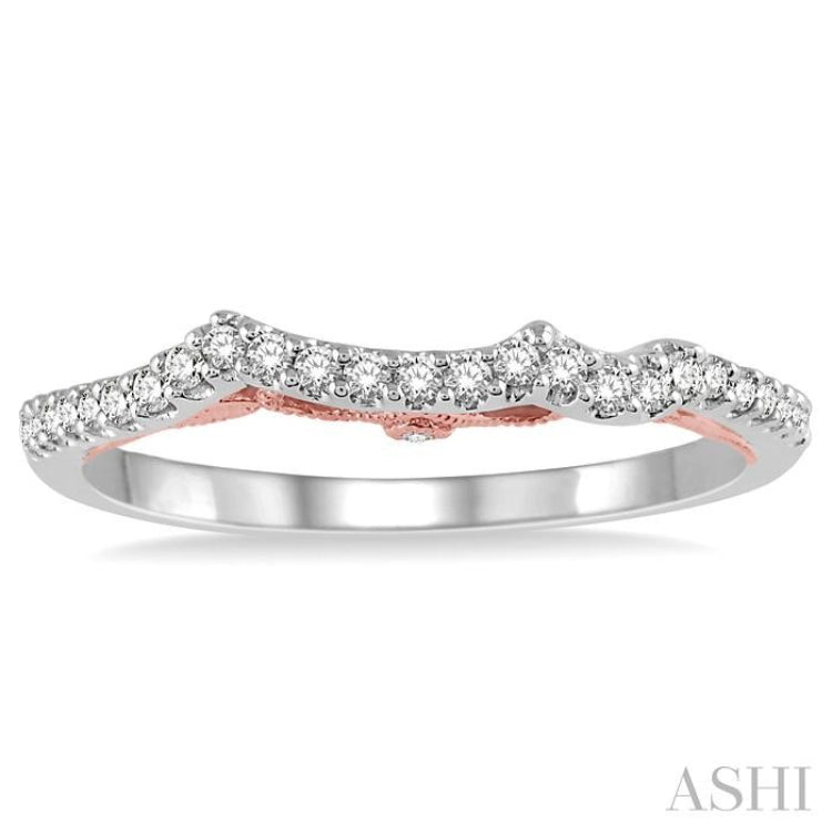 1/8 Ctw Round Diamond Wedding Band in 14K White and Rose Gold