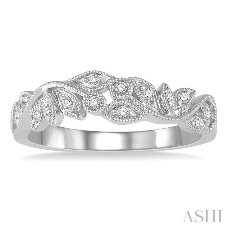 1/10 Ctw Round Diamond Wedding Band in 14K White Gold