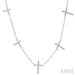 1/6 Ctw Five Cross Charm Necklace in 10K White Gold