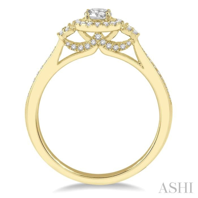 1/5 Ctw Round Center Semi-Mount Diamond Engagement Ring in 14K Yellow Gold