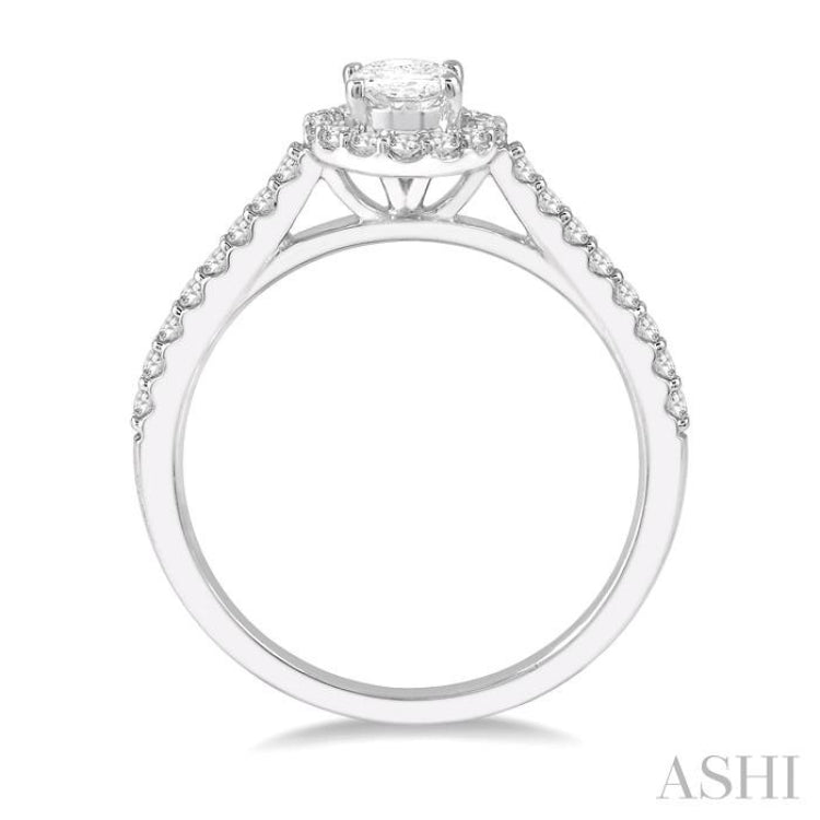 1/6 Ctw Oval Shape Semi-Mount Diamond Engagement Ring in 14K White Gold