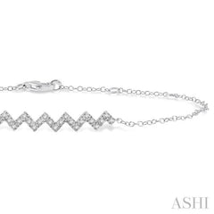 1/5 Ctw Zig-Zag Round Cut Diamond Link Chain Bracelet in 10K White Gold