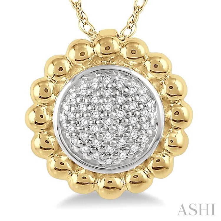 1/20 Ctw Floral Round Cut Diamond Fashion Pendant in 10K Yellow Gold with chain