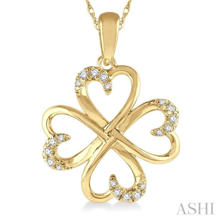 1/10 Ctw Infinity Heart Round Cut Diamond Pendant With Chain in 10K Yellow Gold