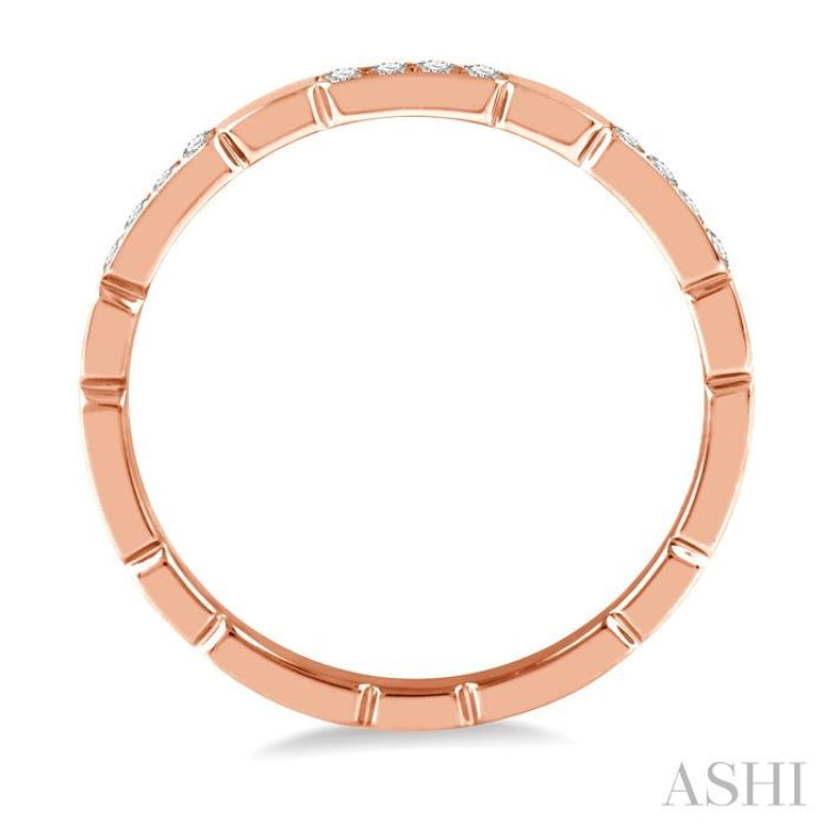 1/10 ctw Round Cut Diamond Block Stackable Ring in 14K Rose Gold