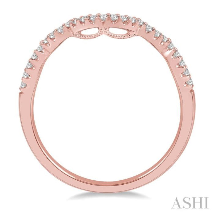 1/6 ctw Triple Arch Round Cut Diamond Wedding Band in 14K Rose Gold