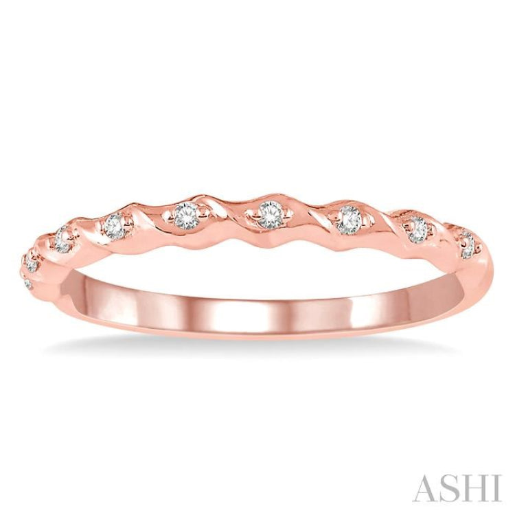 1/20 ctw Spiral Shank Round Cut Diamond Stackable Band in 14K Rose Gold