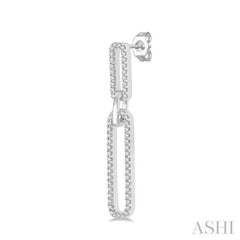 1/3 Ctw Paper Clip Round Cut Diamond Earring in 14K White Gold