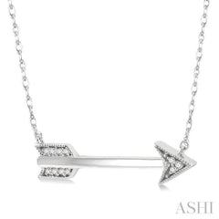 1/20 Ctw Round Cut Diamond Arrow Necklace in 10K White Gold