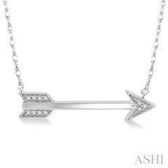 1/20 Ctw Round Cut Diamond Arrow Necklace in 10K White Gold