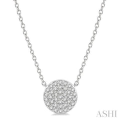 1/6 Ctw Disc Round Cut Diamond Pendant in 10K White Gold