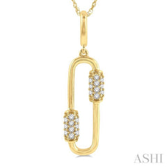 1/10 Ctw Round Cut Diamond Paper Clip Pendant With Chain in 10K Yellow Gold