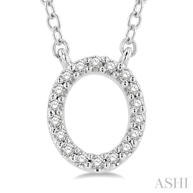 1/20 Ctw Initial 'O' Round Cut Diamond Pendant With Chain in 14K White Gold