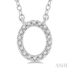 1/20 Ctw Initial 'O' Round Cut Diamond Pendant With Chain in 14K White Gold