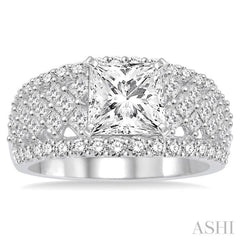 1 1/2 Ctw Diamond Semi-mount Engagement Ring in 14K White Gold