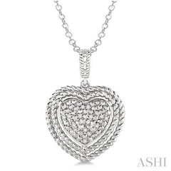 1/20 Ctw Single Cut Diamond Heart Pendant in Sterling Silver with Chain