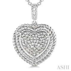 1/20 Ctw Single Cut Diamond Heart Pendant in Sterling Silver with Chain