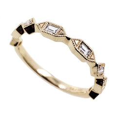 14 KT Baguette Shape Yellow Gold Matching Band