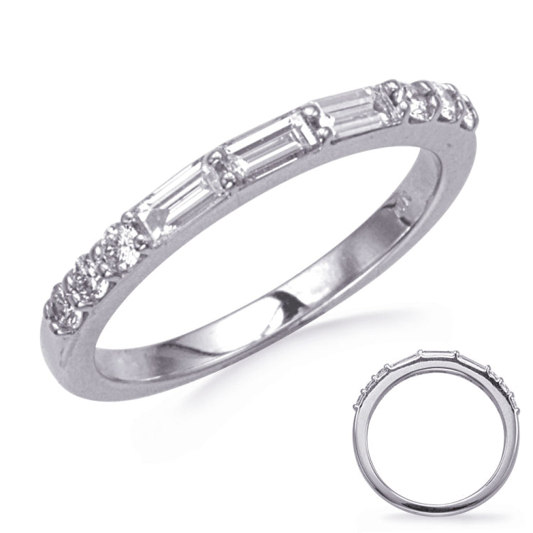 14 KT Baguette Shape White Gold Wedding Band