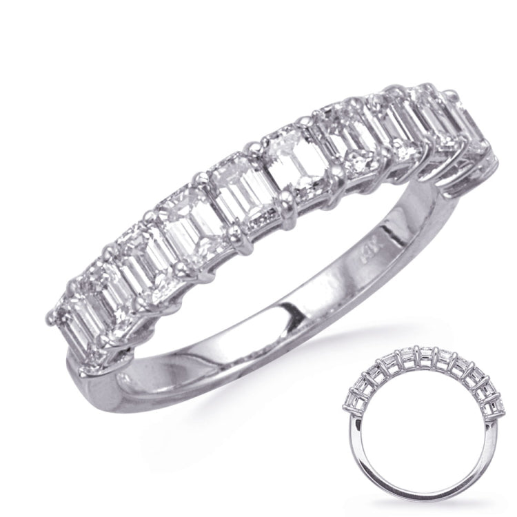 14 KT Emerald Cut Shape White Gold Diamond Emerald Cut Band