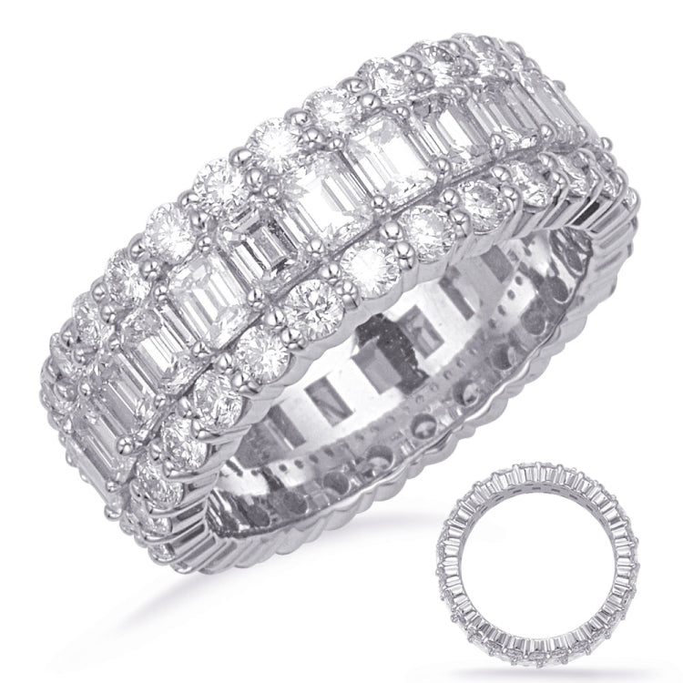 14 KT Emerald Cut Shape White Gold Eternity Band