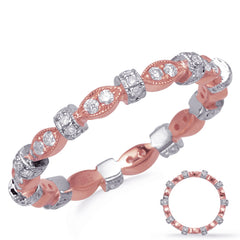 14 KT Rounds Shape Rose & White Stackable Eternity Band