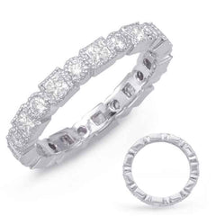 14 KT Princess Shape White Gold Stackable Eternity Band