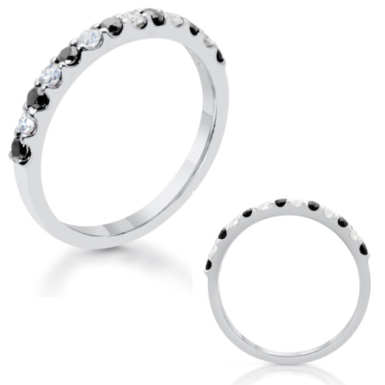 14 KT Black Diamonds Shape White Gold & Black Diamond Matching Band