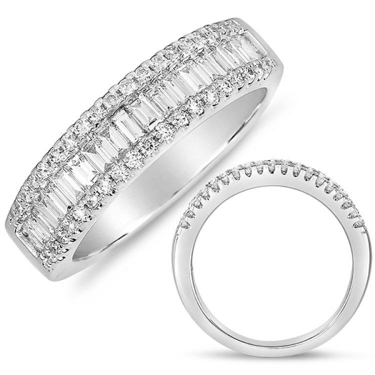 14 KT Baguette Shape White Gold Wedding Band