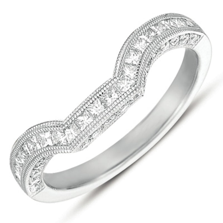 14 KT Princess Shape White Gold Matching Band