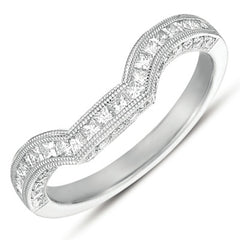 14 KT Princess Shape White Gold Matching Band