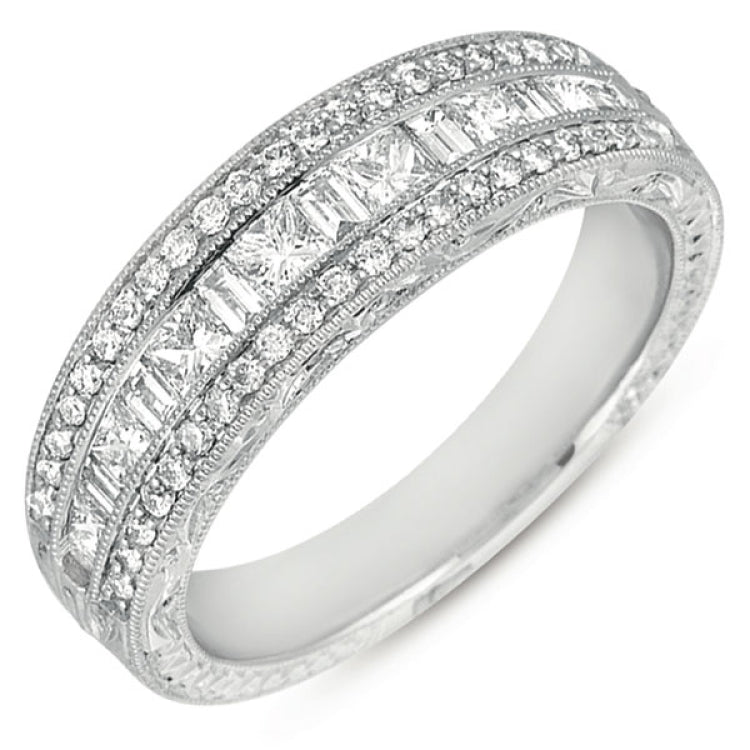 14 KT Baguette Shape White Gold Matching Band