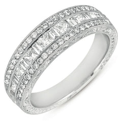 14 KT Baguette Shape White Gold Matching Band