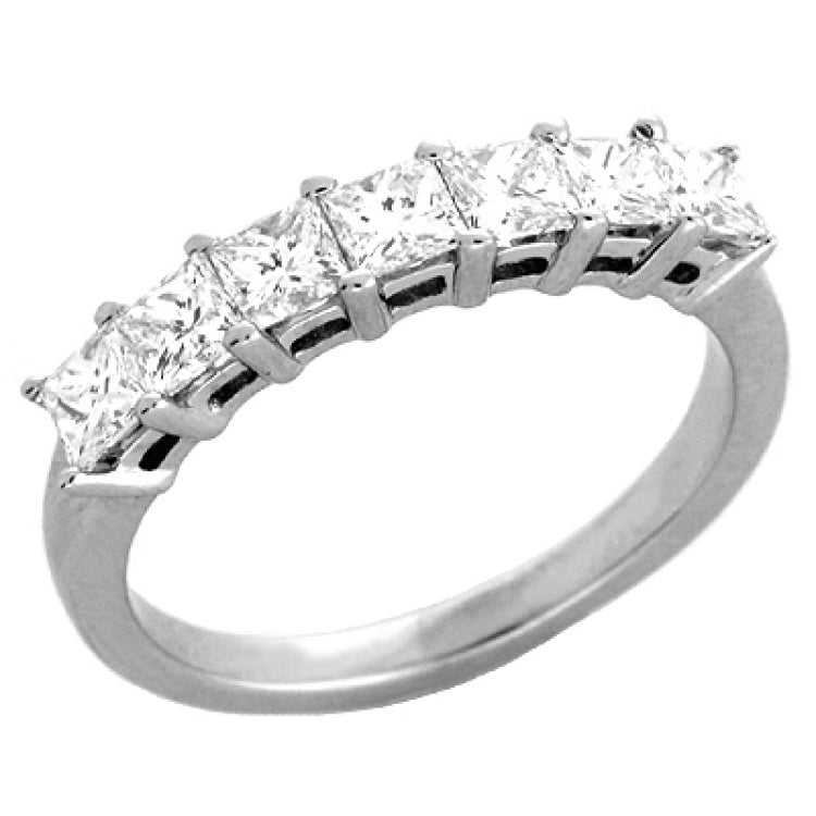 14 KT Princess Shape White Gold Bridal Band